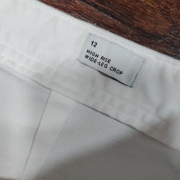 GAP Chic White High Rise Wide Leg Cropped Jeans Women's Size 12 - Picture 6 of 9